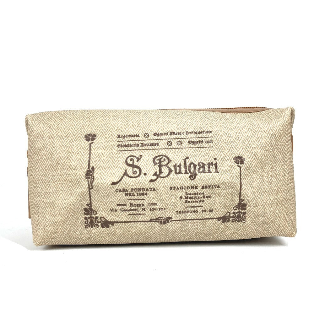 BVLGARI S.Bulgari ロゴ ポーチ セカンドバッグ レザー/PVC ユニセックス ベージュ