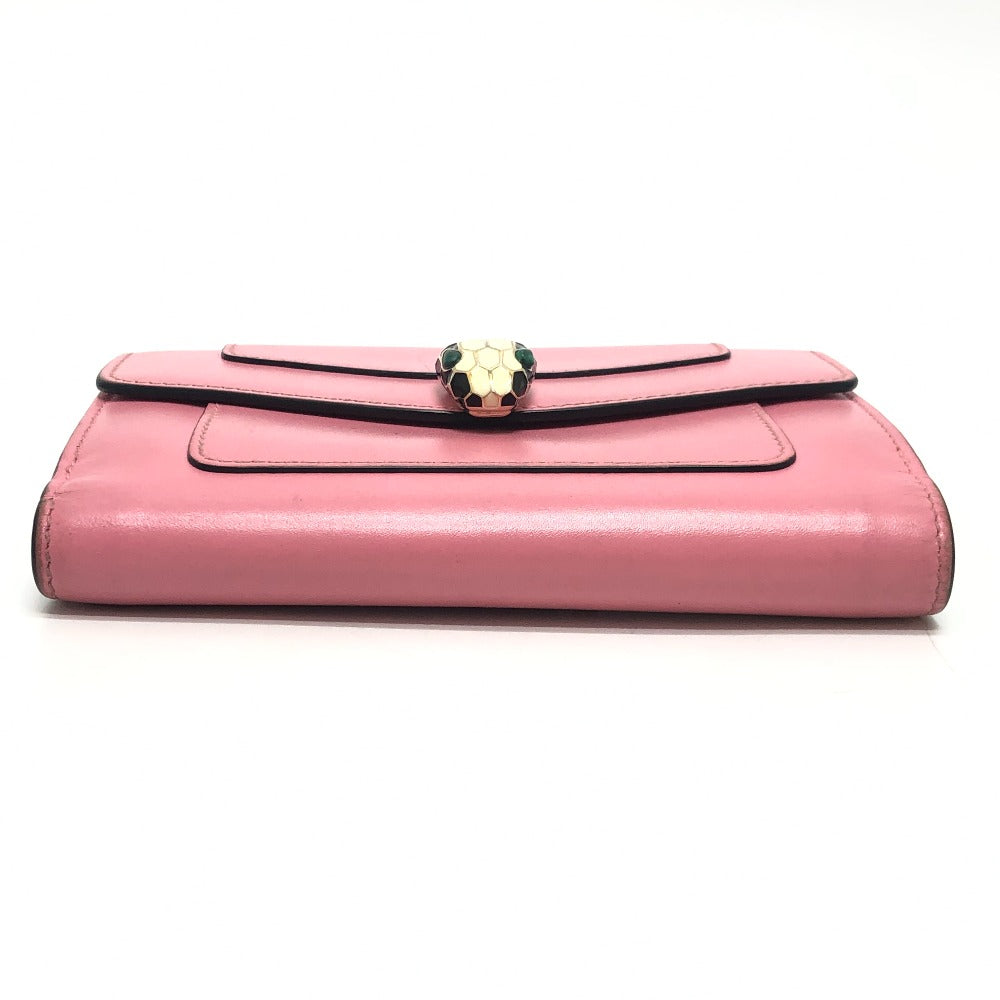 BVLGARI Serpenti Bi-fold wallet, leather accessories Folded wallet Leather pink Used