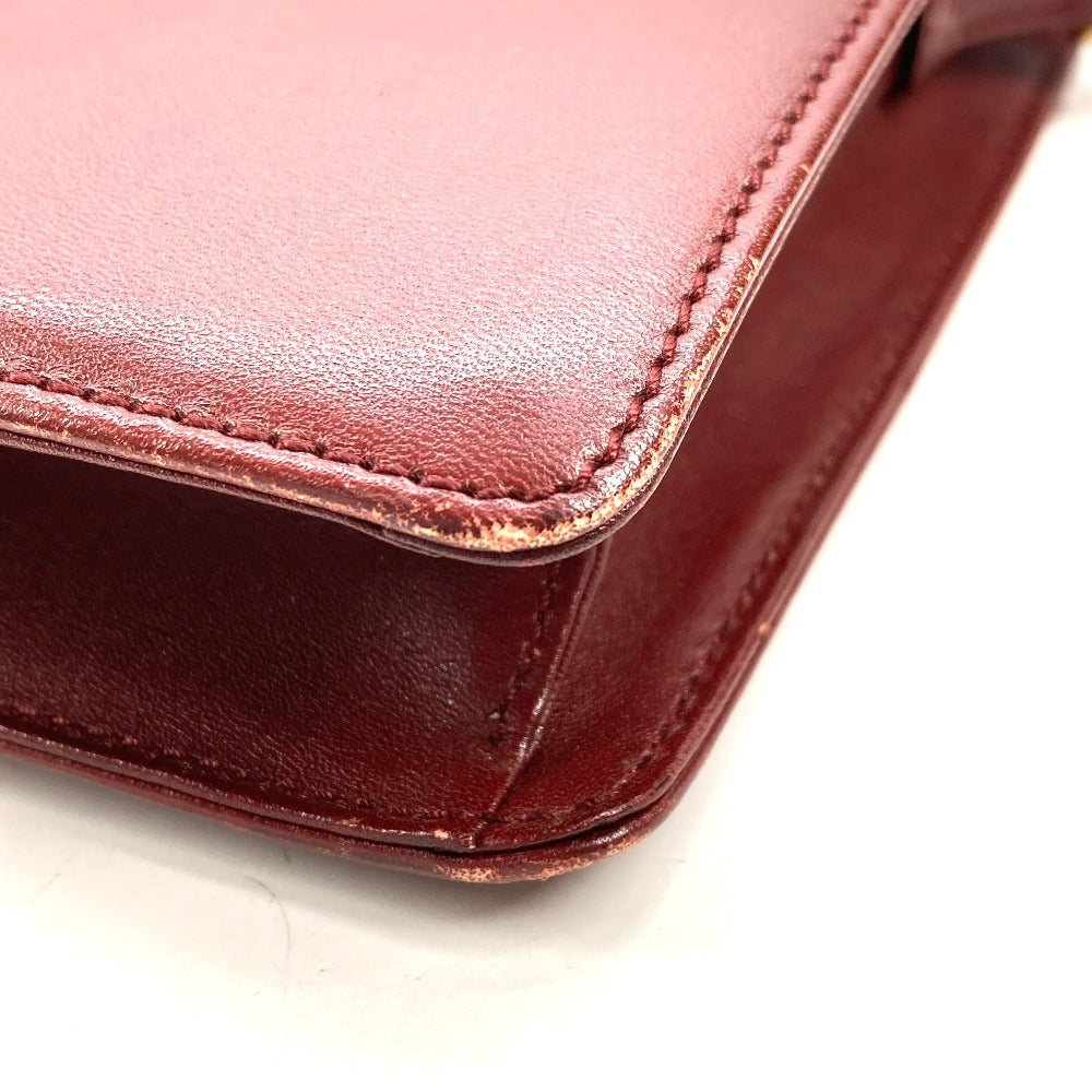 CARTIER ヴィンテージ マストライン ロゴ ショルダーバッグ レザー レディース ボルドー
