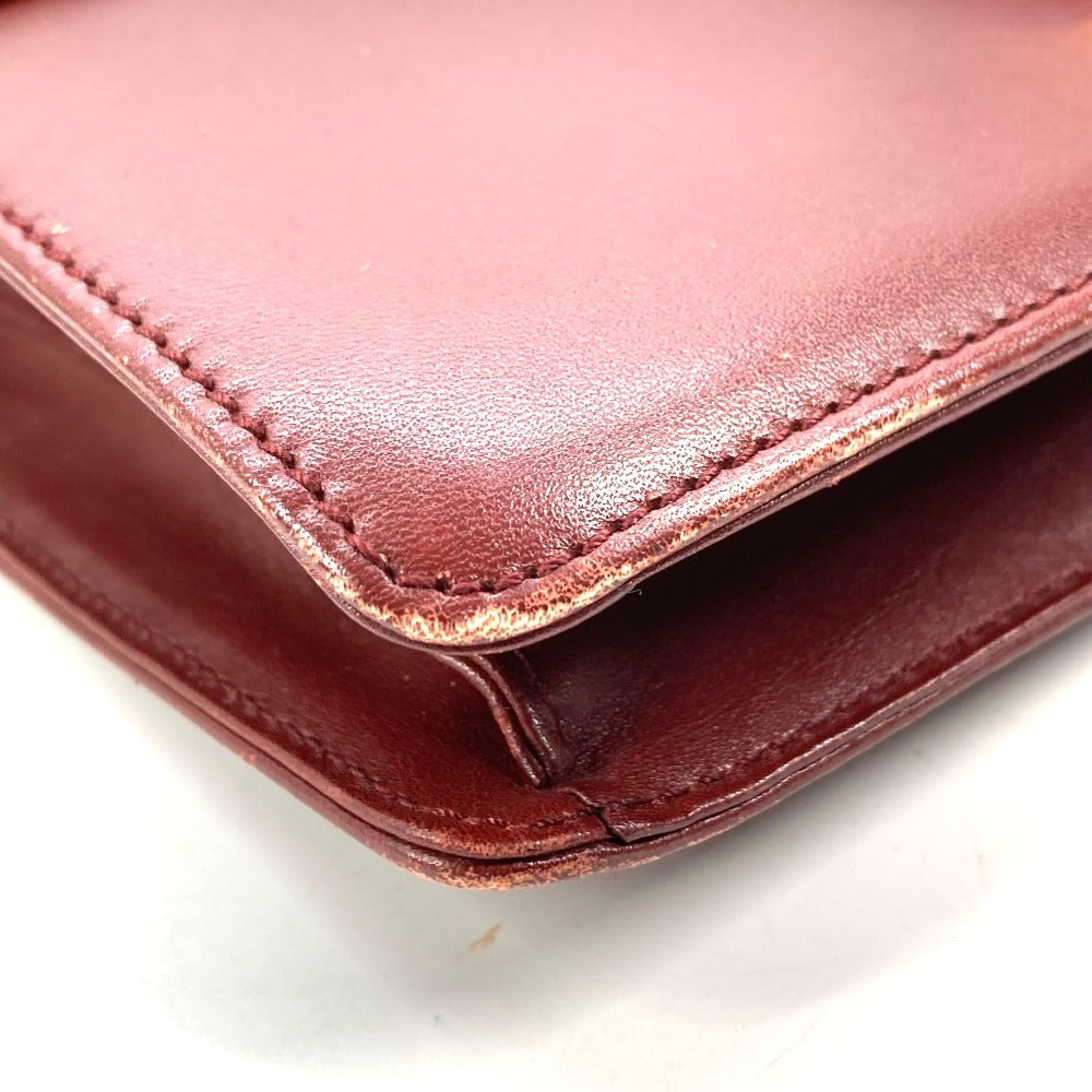 CARTIER ヴィンテージ マストライン ロゴ ショルダーバッグ レザー レディース ボルドー