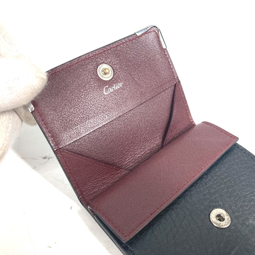 CARTIER マストライン ロゴ 財布 小銭入れ コインケース レザー ユニセックス ブラック