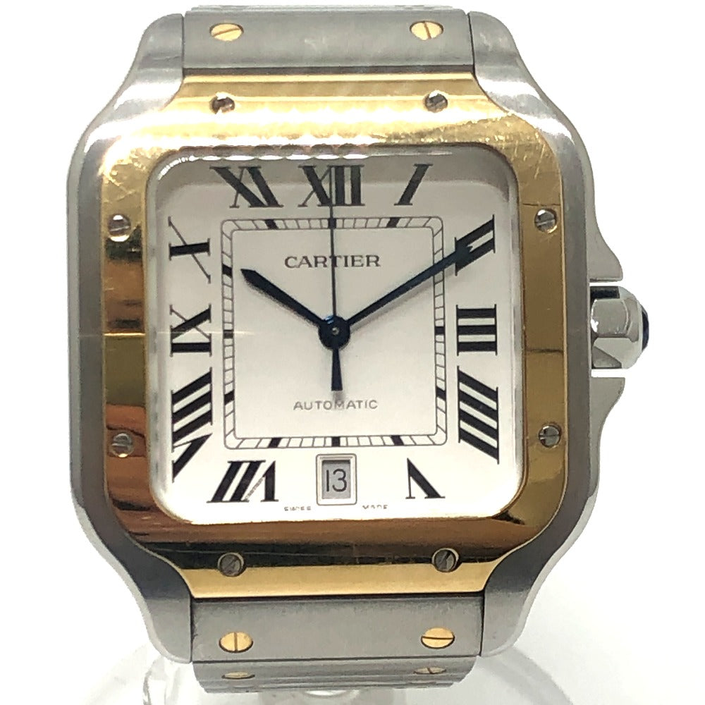 CARTIER W2SA0006 サントス ドゥカルティエ LM 純正交換ベルト2本付き 自動巻き ウォッチ 腕時計 SS/18K メンズ シルバー
