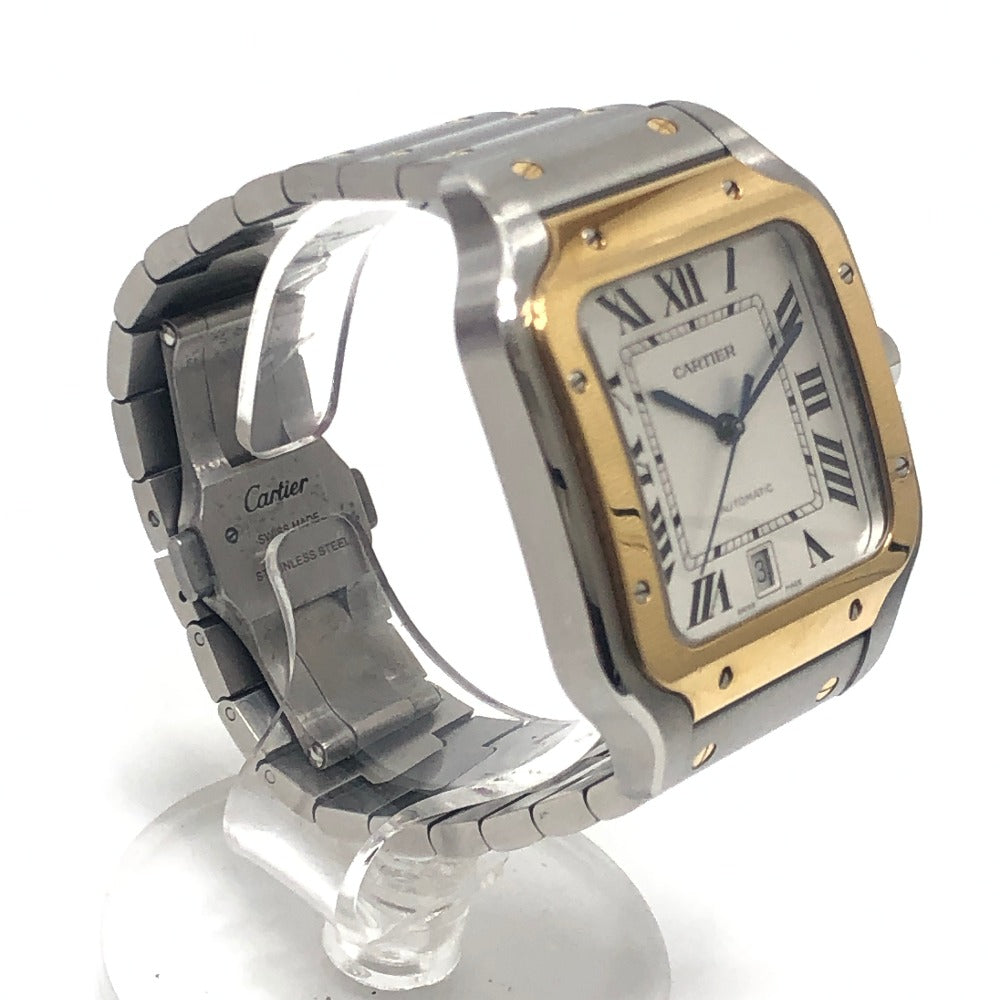 CARTIER W2SA0006 サントス ドゥカルティエ LM 純正交換ベルト2本付き 自動巻き ウォッチ 腕時計 SS/18K メンズ シルバー
