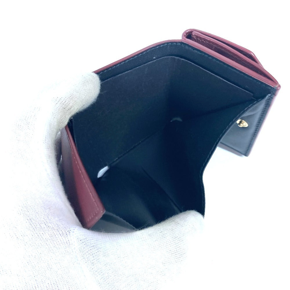 CARTIER Garland de Cartier Wallet Compact Wallet Trifold wallet Leather wine-red Used