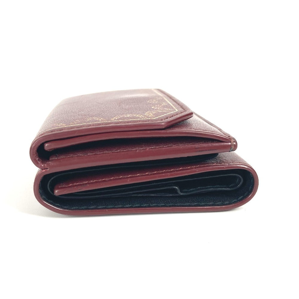 CARTIER Garland de Cartier Wallet Compact Wallet Trifold wallet Leather wine-red Used