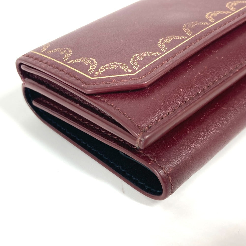 CARTIER Garland de Cartier Wallet Compact Wallet Trifold wallet Leather wine-red Used