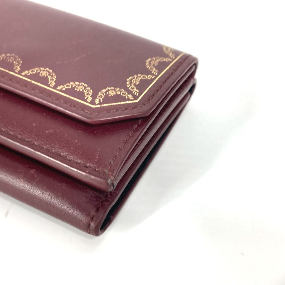 CARTIER Garland de Cartier Wallet Compact Wallet Trifold wallet Leather wine-red Used
