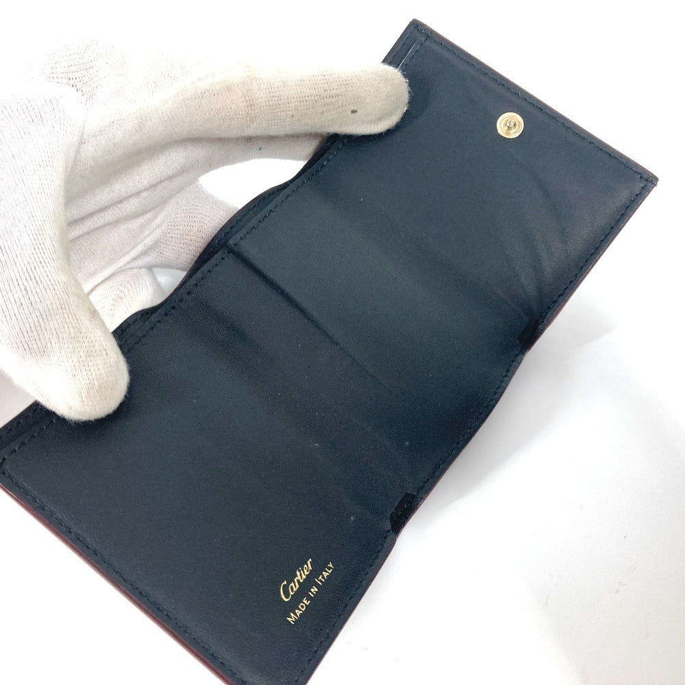 CARTIER Garland de Cartier Wallet Compact Wallet Trifold wallet Leather wine-red Used