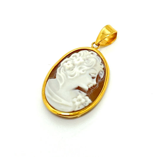jewelry K18 カメオ アクセサリー ネックレストップ 横顔 ペンダントトップ K18 レディース ゴールド