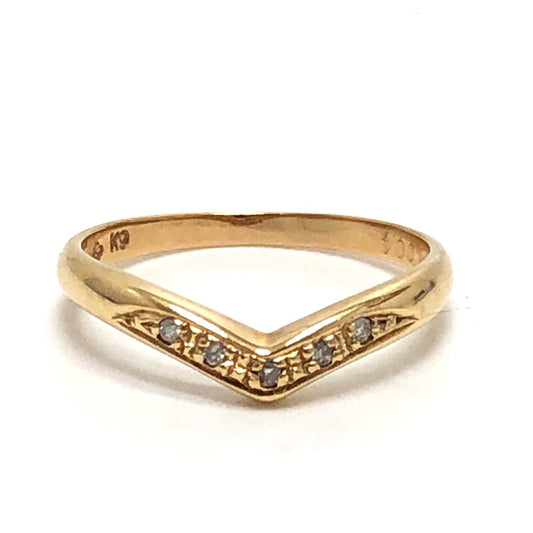 jewelry K9 D0.04ct Accessory Diamond V-shaped Yellow Gold Ring K9 Women's Gold
