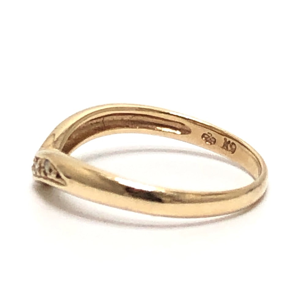 jewelry K9 D0.04ct Accessory Diamond V-shaped Yellow Gold Ring K9 Women's Gold
