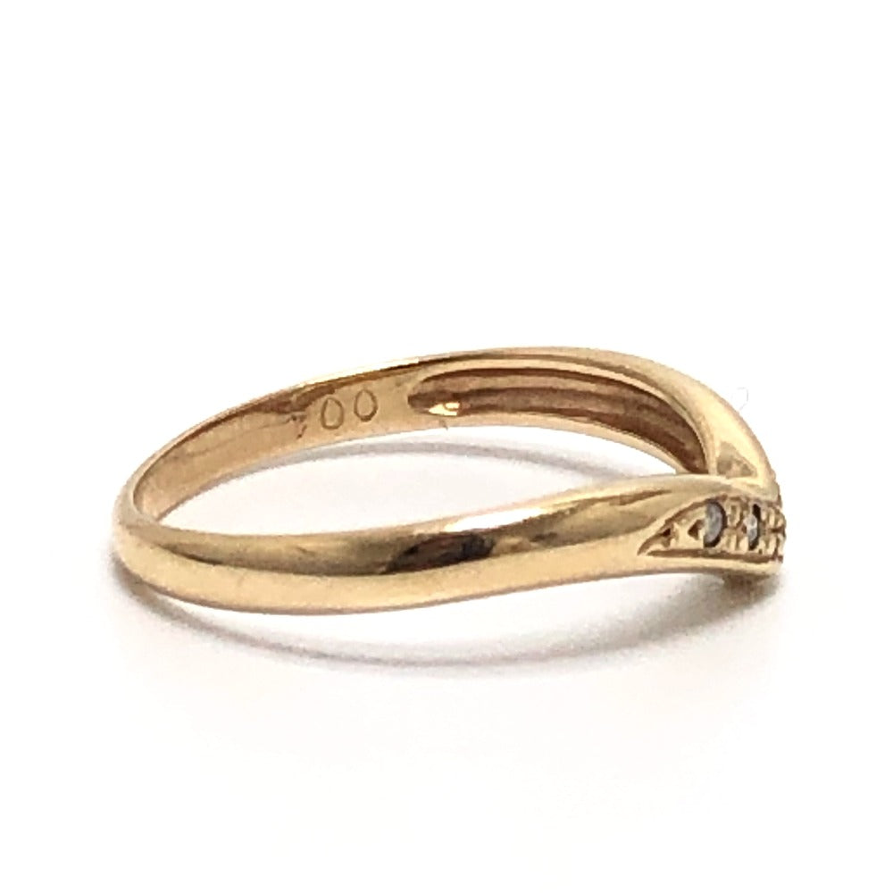 jewelry K9 D0.04ct Accessory Diamond V-shaped Yellow Gold Ring K9 Women's Gold