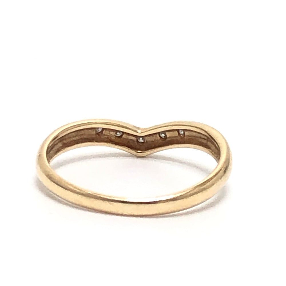 jewelry K9 D0.04ct Accessory Diamond V-shaped Yellow Gold Ring K9 Women's Gold