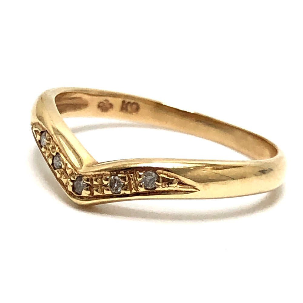 jewelry K9 D0.04ct Accessory Diamond V-shaped Yellow Gold Ring K9 Women's Gold