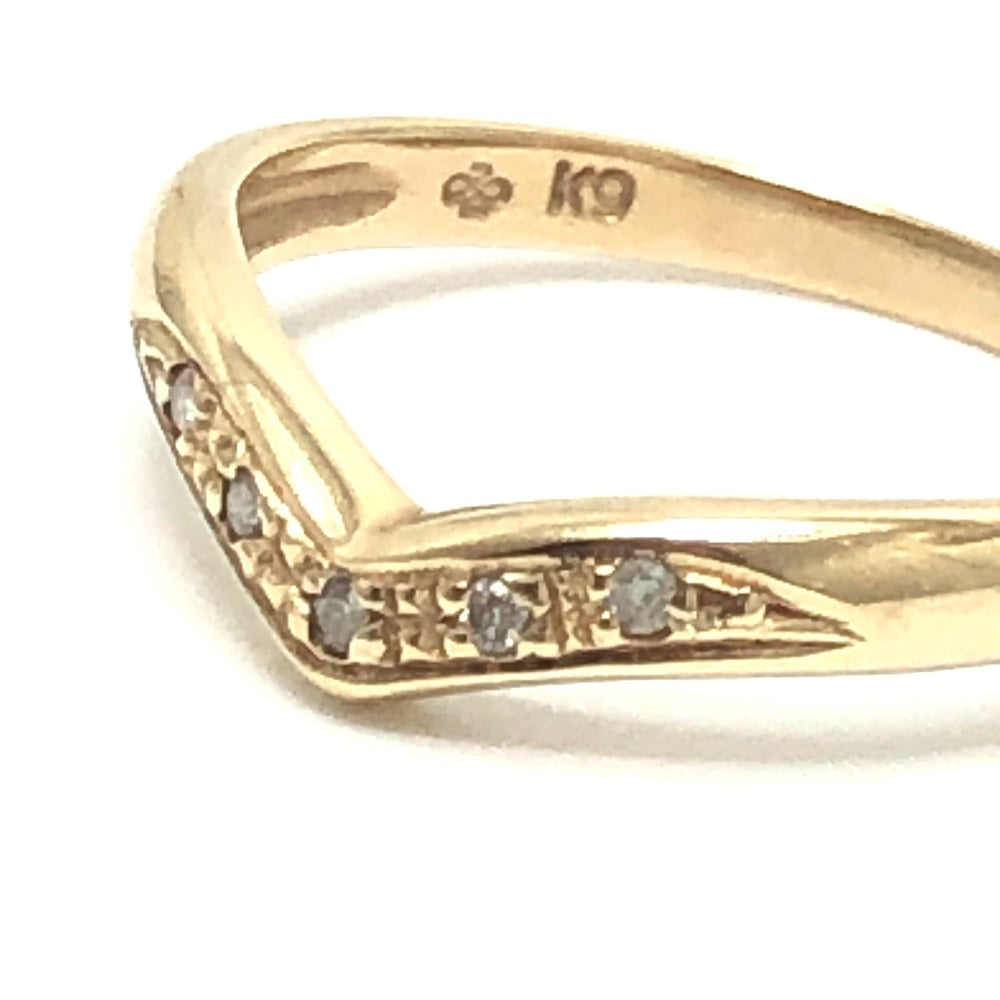 jewelry K9 D0.04ct Accessory Diamond V-shaped Yellow Gold Ring K9 Women's Gold