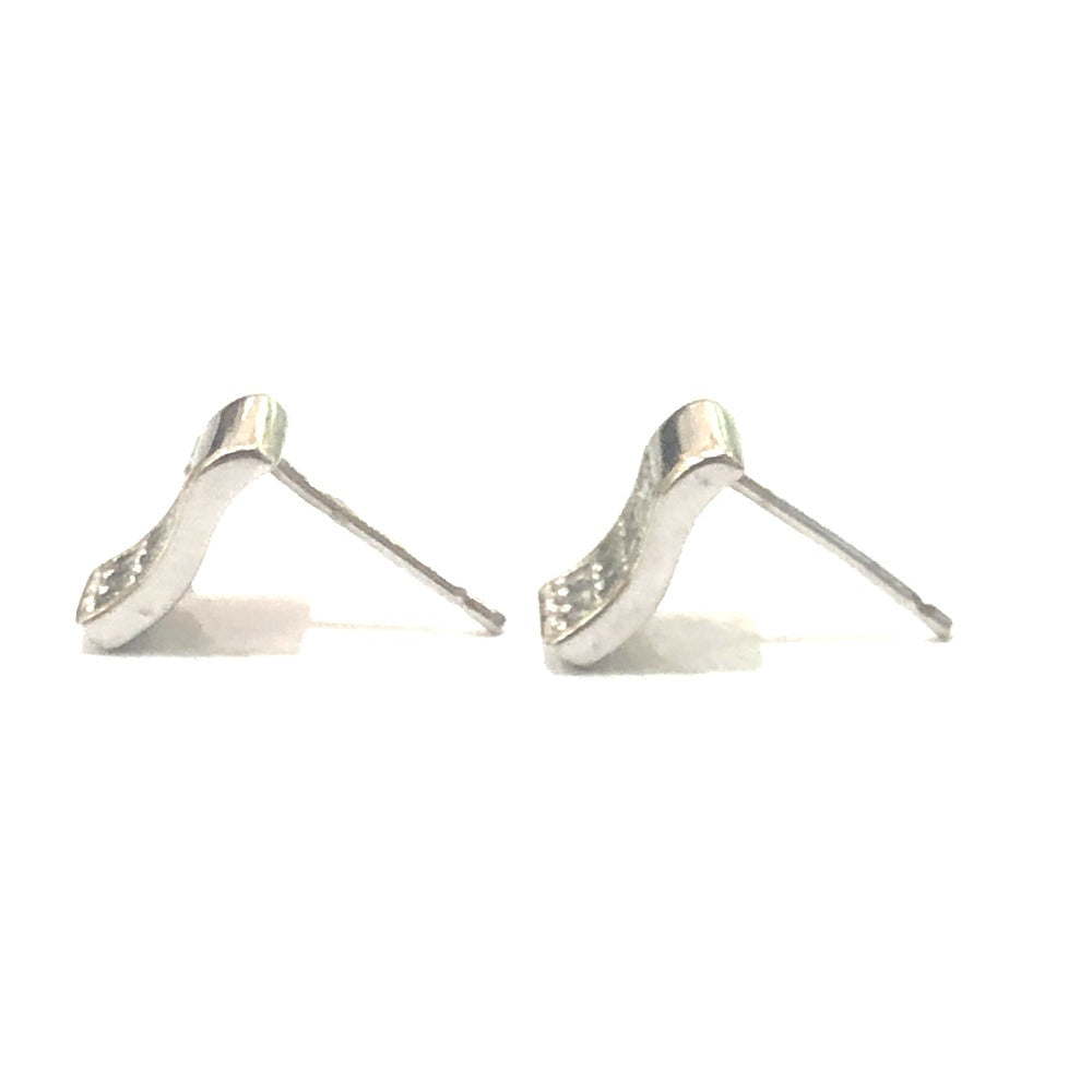 Jewelry K18WG D0.15ct Diamond Mini Design Earrings K18WG Women's Silver