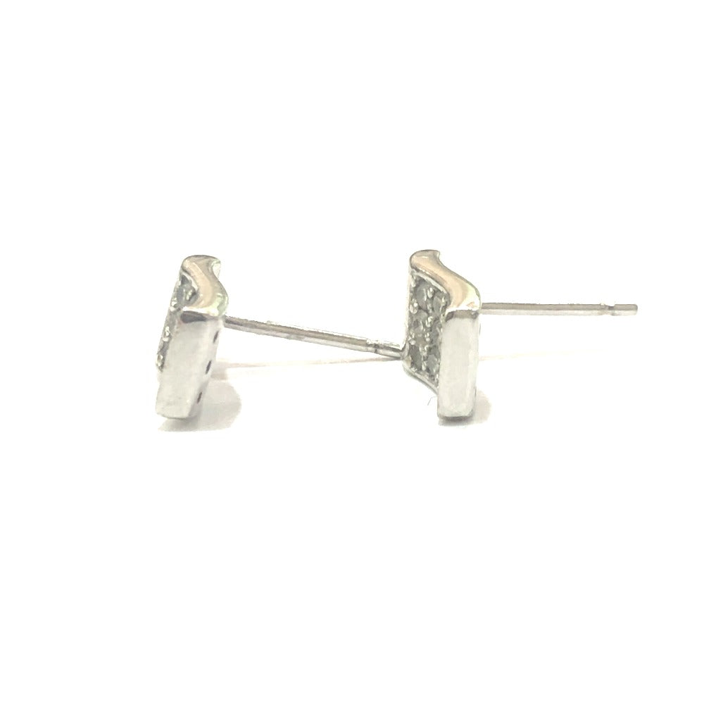 Jewelry K18WG D0.15ct Diamond Mini Design Earrings K18WG Women's Silver