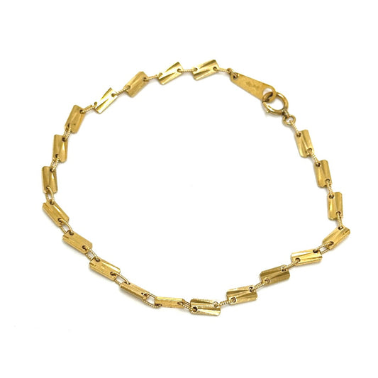 jewelry K18 ทองคำ 18K K18YG กำไลโซ่ดีไซน์เพลท เครื่องประดับ กำไลข้อมือ K18 สำหรับผู้หญิง สีทอง
