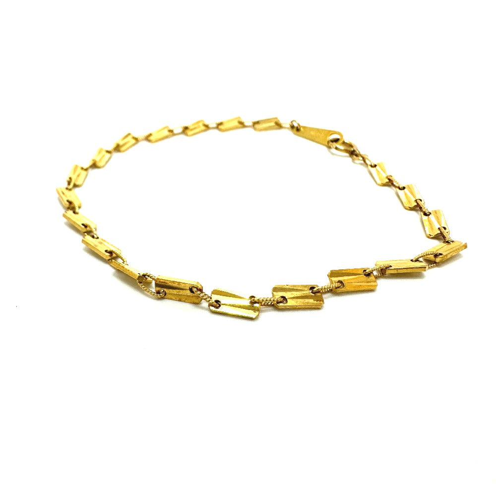 jewelry K18 金 18K K18YG プレート デザイン チェーンブレス アクセサリー ジュエリー ブレスレット K18 レディース ゴールド