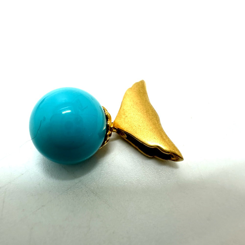 jewelry K18 金 18K K18YG フェザーモチーフ トルコ石 12mm D0.013ct アクセサリー ジュエリー ネックレス ペンダント ペンダントトップ K18 レディース ゴールド