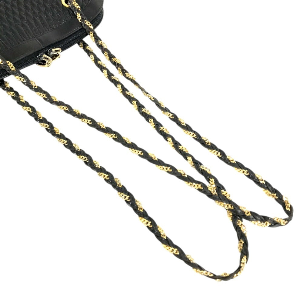 BALLY vintage logo Twist Chain Shoulder Tote Bag Shoulder Bag Leather Black/Gold Used