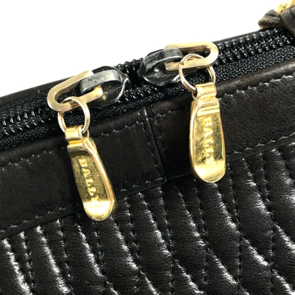 BALLY vintage logo Twist Chain Shoulder Tote Bag Shoulder Bag Leather Black/Gold Used