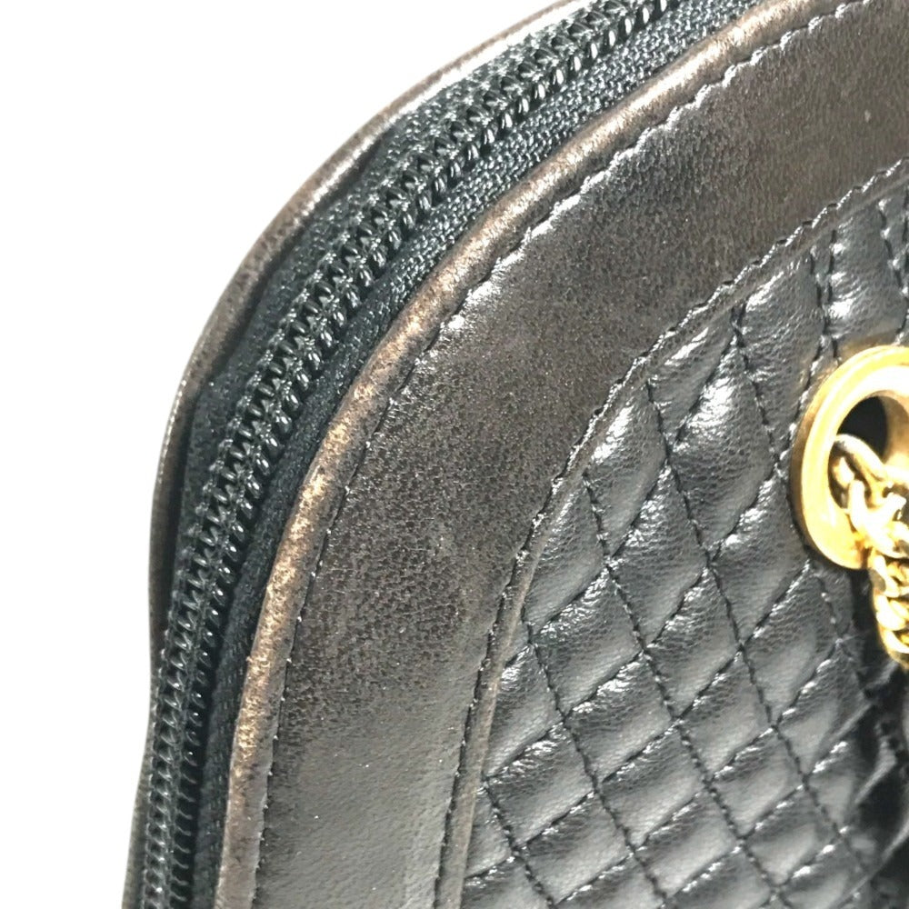 BALLY vintage logo Twist Chain Shoulder Tote Bag Shoulder Bag Leather Black/Gold Used