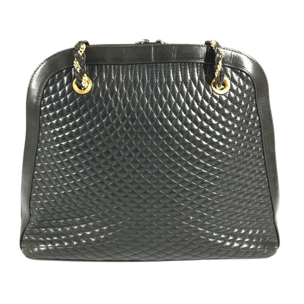 BALLY vintage logo Twist Chain Shoulder Tote Bag Shoulder Bag Leather Black/Gold Used