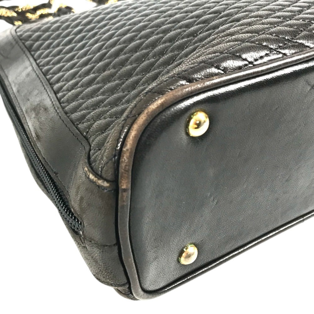 BALLY vintage logo Twist Chain Shoulder Tote Bag Shoulder Bag Leather Black/Gold Used
