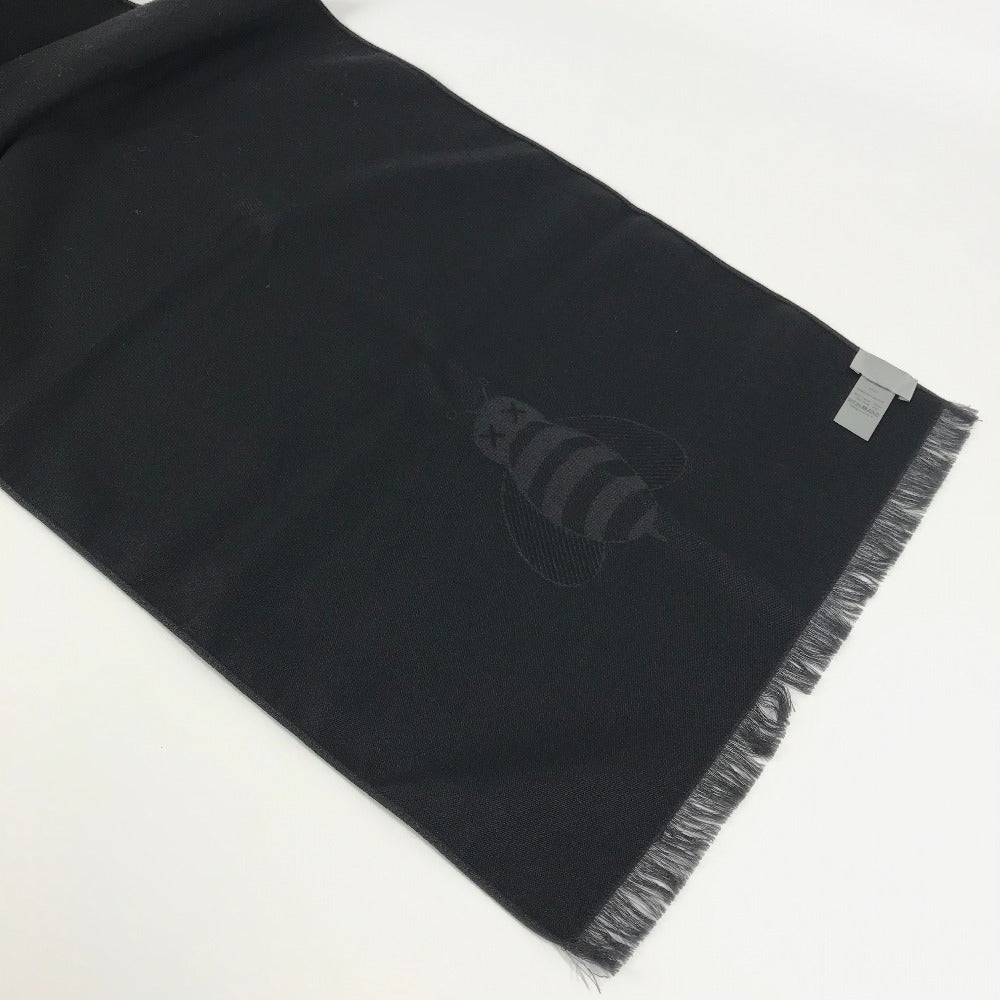 Dior KAWS collaboration KAWS bee design shawl fringe scarf wool women's black