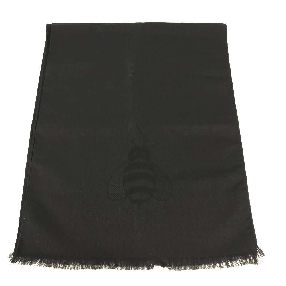 Dior KAWS collaboration KAWS bee design shawl fringe scarf wool women's black