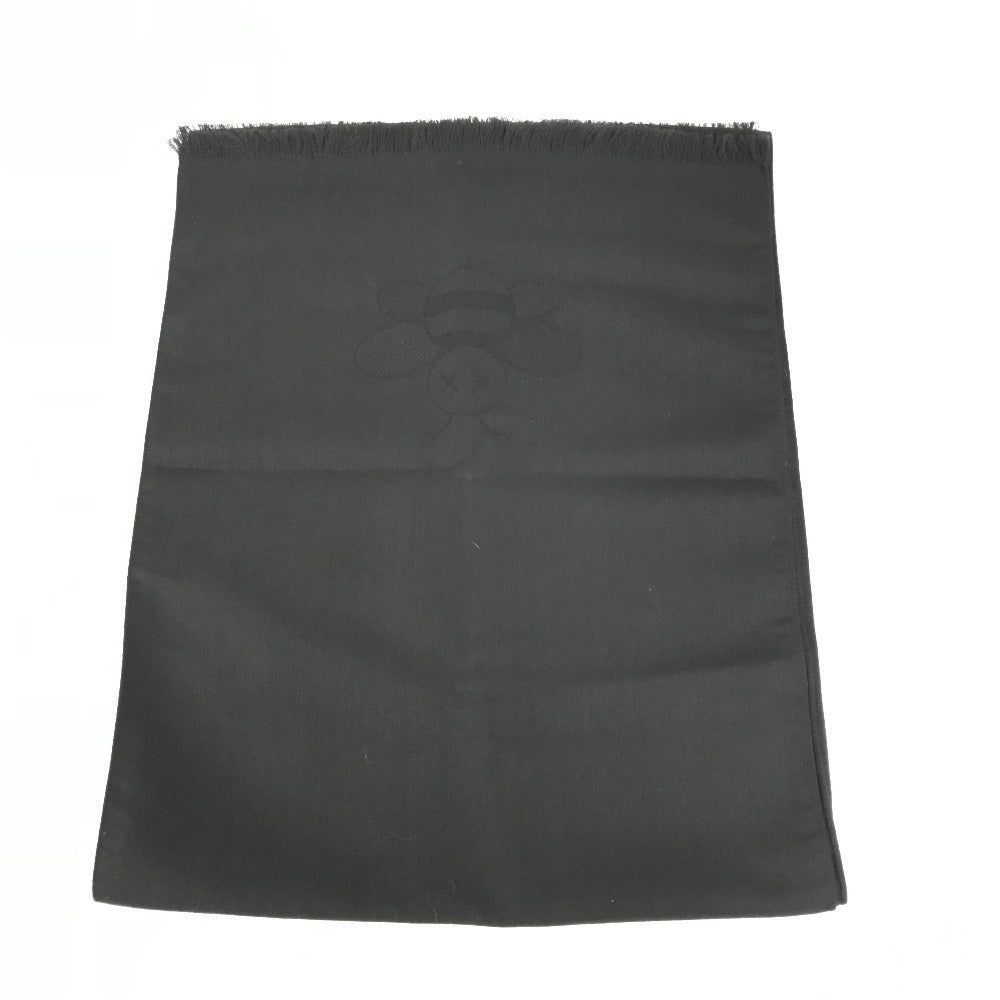 Dior KAWS collaboration KAWS bee design shawl fringe scarf wool women's black