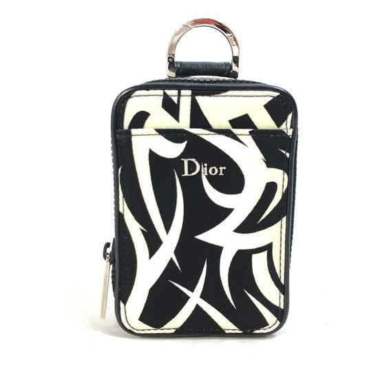 DIOR HOMME キーリング付き 小物入れ シガレットケース トライバル バイカラー ポーチ ナイロン メンズ ホワイト