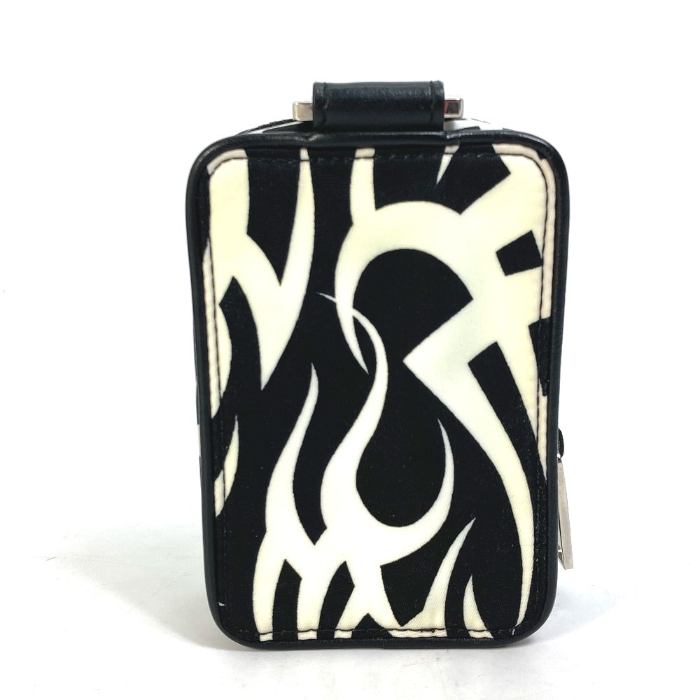 DIOR HOMME Cigarette Case with Key Ring, Tribal Two-Tone Nylon Pouch, White, Men's