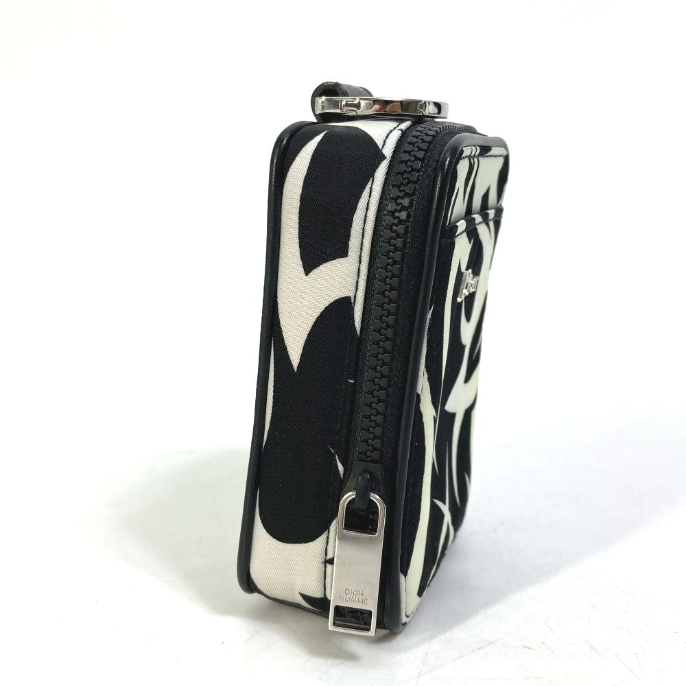 DIOR HOMME Cigarette Case with Key Ring, Tribal Two-Tone Nylon Pouch, White, Men's
