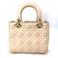 Dior shoulder bag, crossbody bag, Lady Dior mini 2-way handbag, leather, women's, pink beige, beige