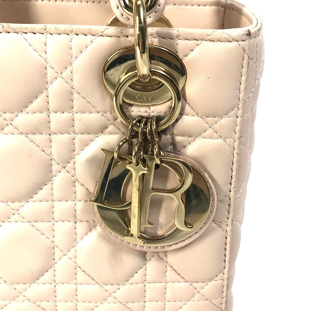 Dior shoulder bag, crossbody bag, Lady Dior mini 2-way handbag, leather, women's, pink beige, beige