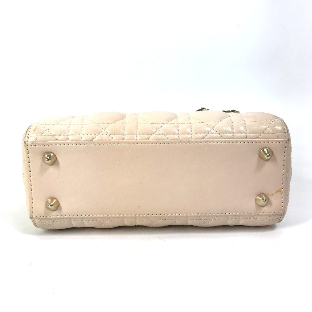 Dior shoulder bag, crossbody bag, Lady Dior mini 2-way handbag, leather, women's, pink beige, beige