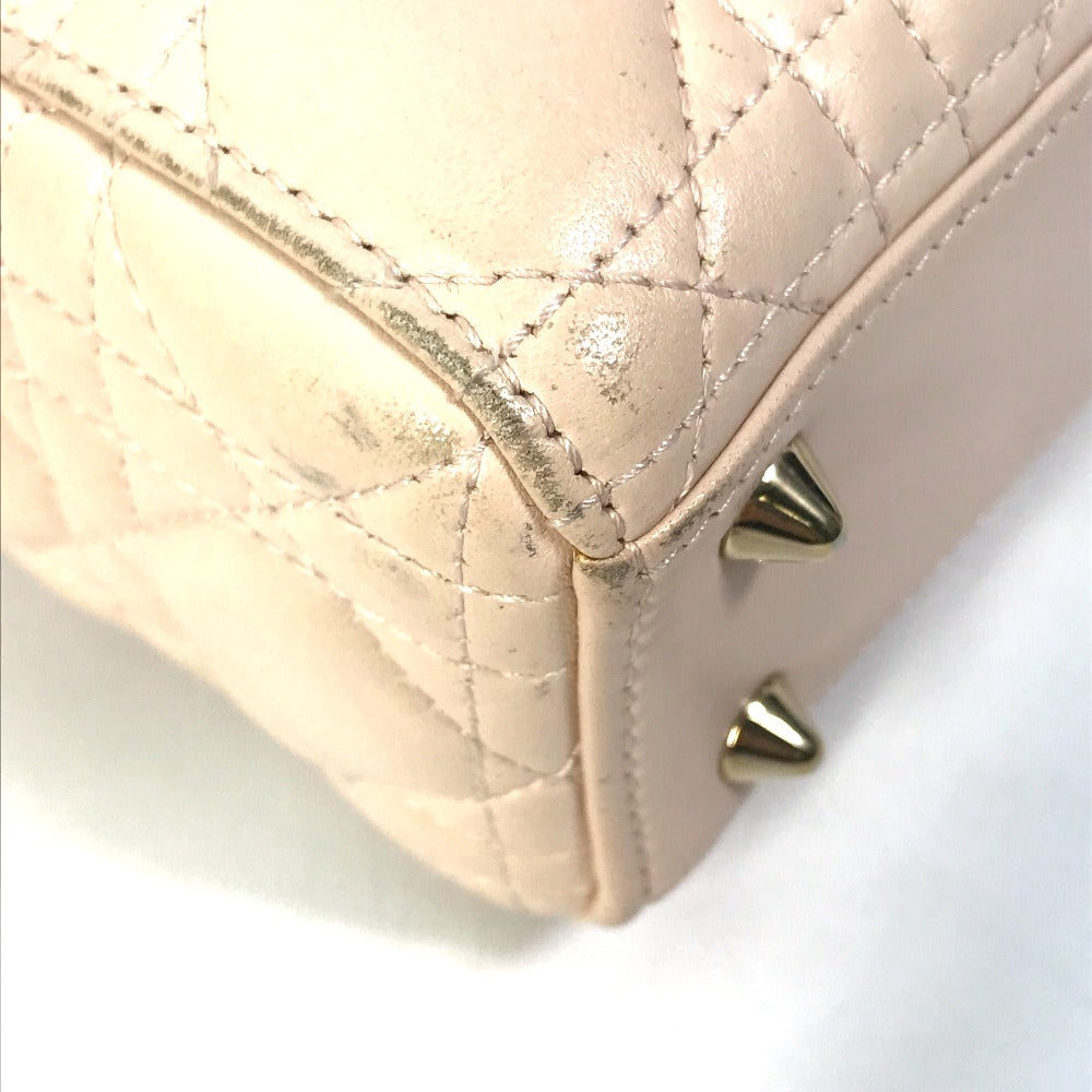 Dior shoulder bag, crossbody bag, Lady Dior mini 2-way handbag, leather, women's, pink beige, beige