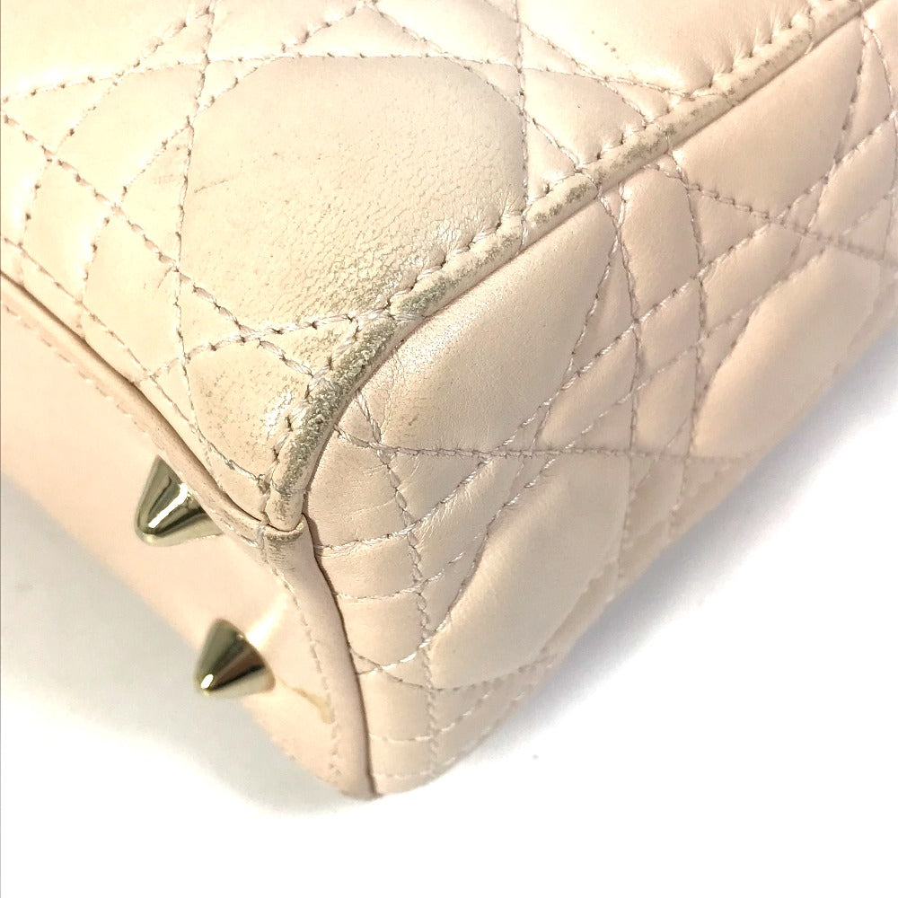 Dior shoulder bag, crossbody bag, Lady Dior mini 2-way handbag, leather, women's, pink beige, beige
