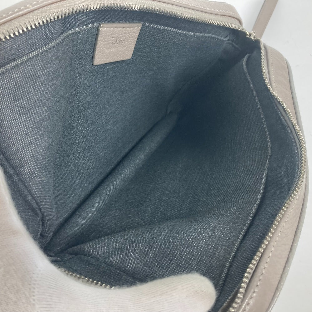 Dior ポーチ ロゴ ストラップ付 クラッチバッグ セカンドバッグ レザー メンズ グレー