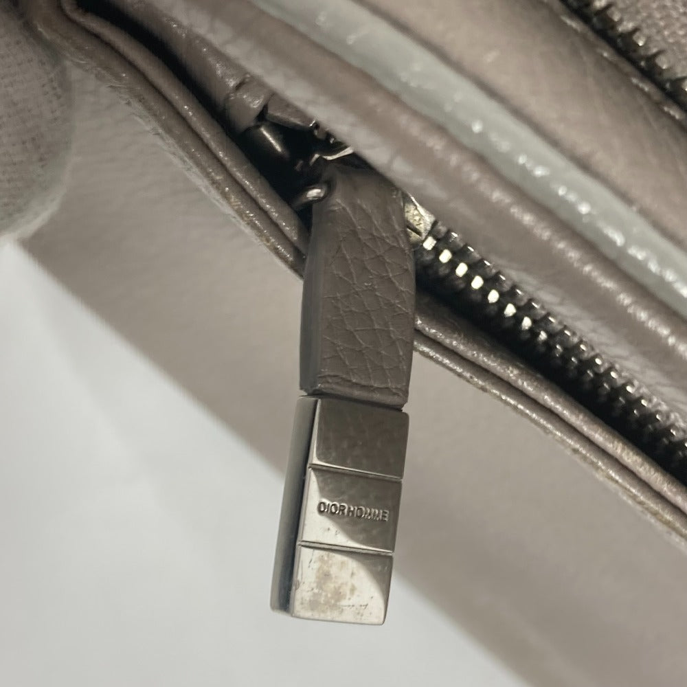Dior ポーチ ロゴ ストラップ付 クラッチバッグ セカンドバッグ レザー メンズ グレー