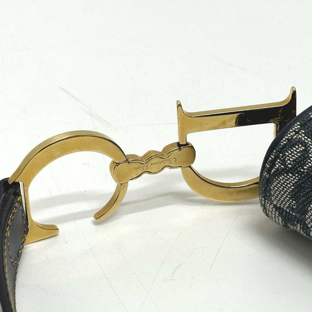 Christian Dior トロッター オブリーク サドルバッグ カバン 肩掛け バッグ ショルダーバッグ キャンバス/レザー レディース ネイビー
