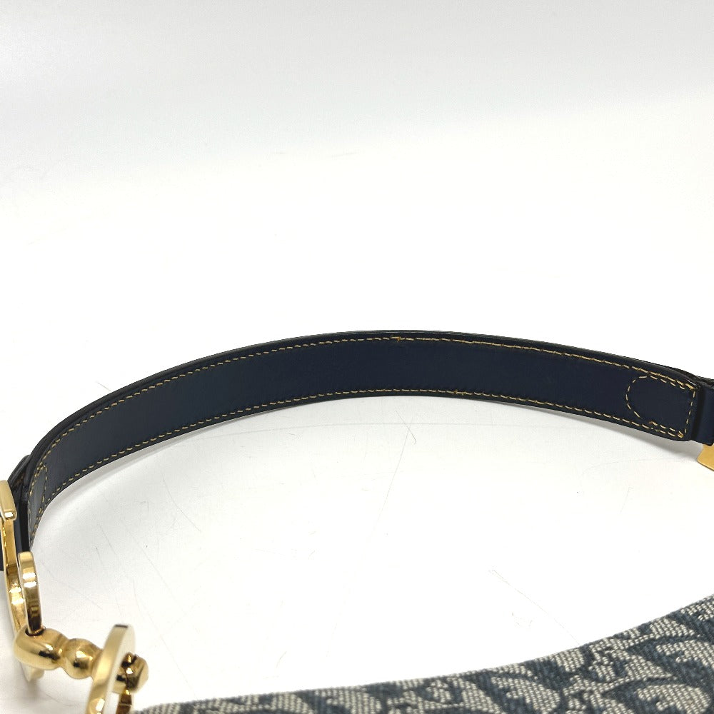 Christian Dior トロッター オブリーク サドルバッグ カバン 肩掛け バッグ ショルダーバッグ キャンバス/レザー レディース ネイビー