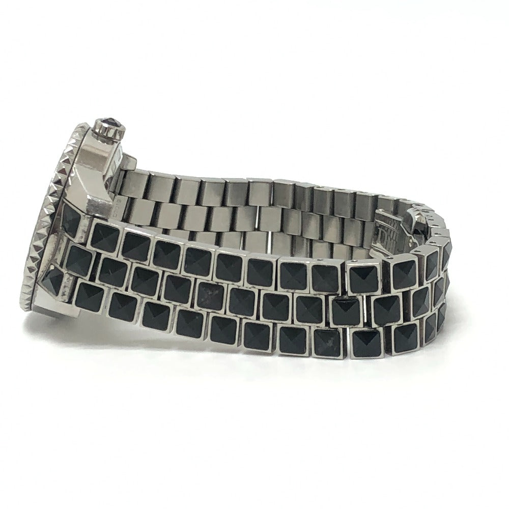 Dior CD113119 Crystal Diamond Bezel 16P Quartz Date Watch Round Face Stainless Steel Women's Silver