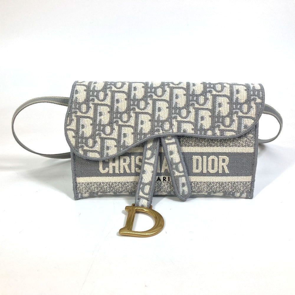 Dior Oblique Saddle Slim Pouch, Embroidered, Jacquard, Men's, Gray, Body Bag, Shoulder Bag, Waist Bag