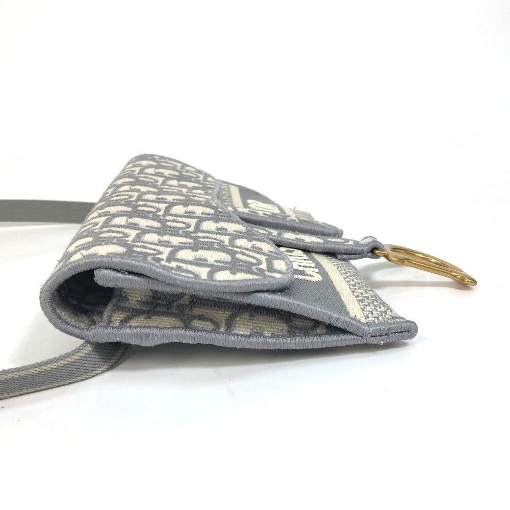 Dior Oblique Saddle Slim Pouch, Embroidered, Jacquard, Men's, Gray, Body Bag, Shoulder Bag, Waist Bag