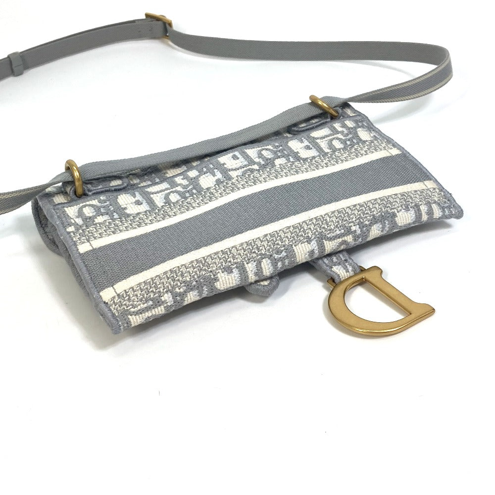 Dior Oblique Saddle Slim Pouch, Embroidered, Jacquard, Men's, Gray, Body Bag, Shoulder Bag, Waist Bag