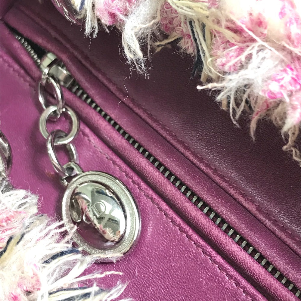 Dior Ginza Exclusive Le Rose Bonheur (Happy Rose) Lady Dior 2-Way Bag Shoulder Bag/Handbag Tweed Women's Pink x Purple x White