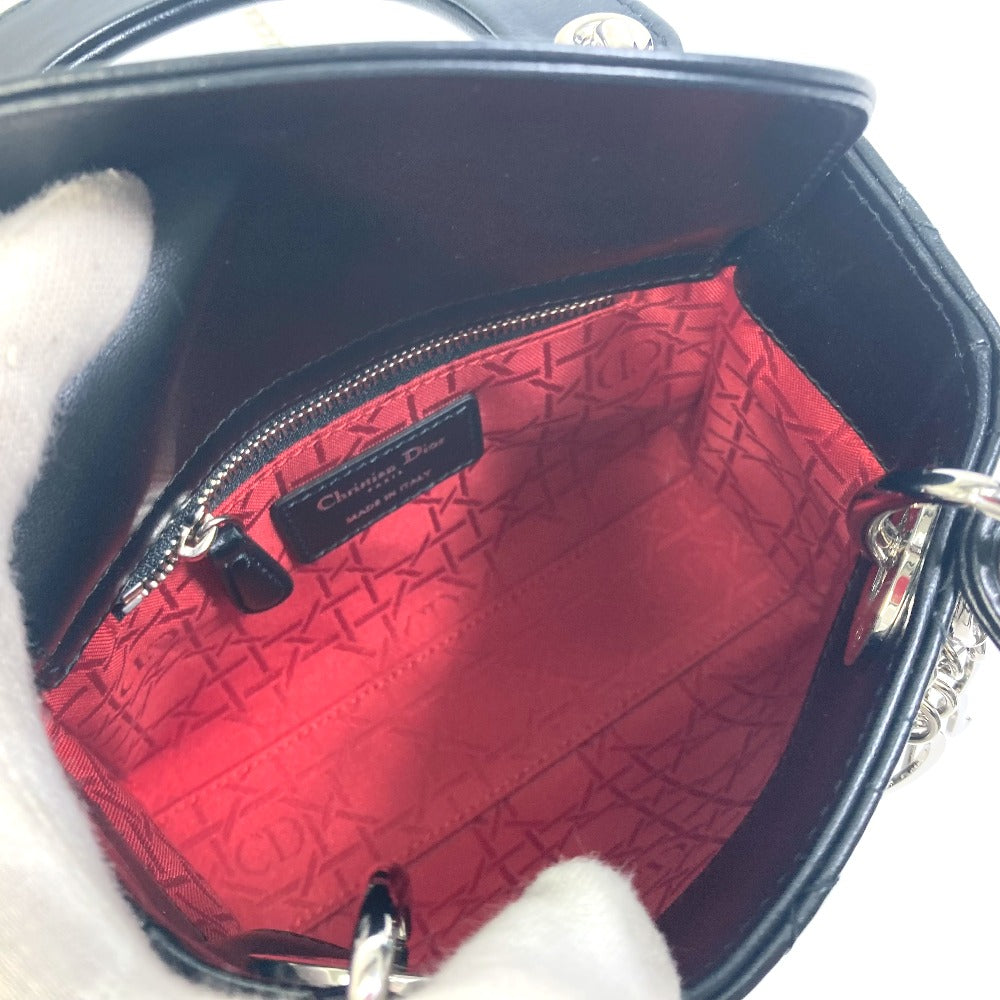Dior Lady Dior Cannage Mini Bag, 2-Way Handbag/Shoulder Bag, Leather, Women's, Black